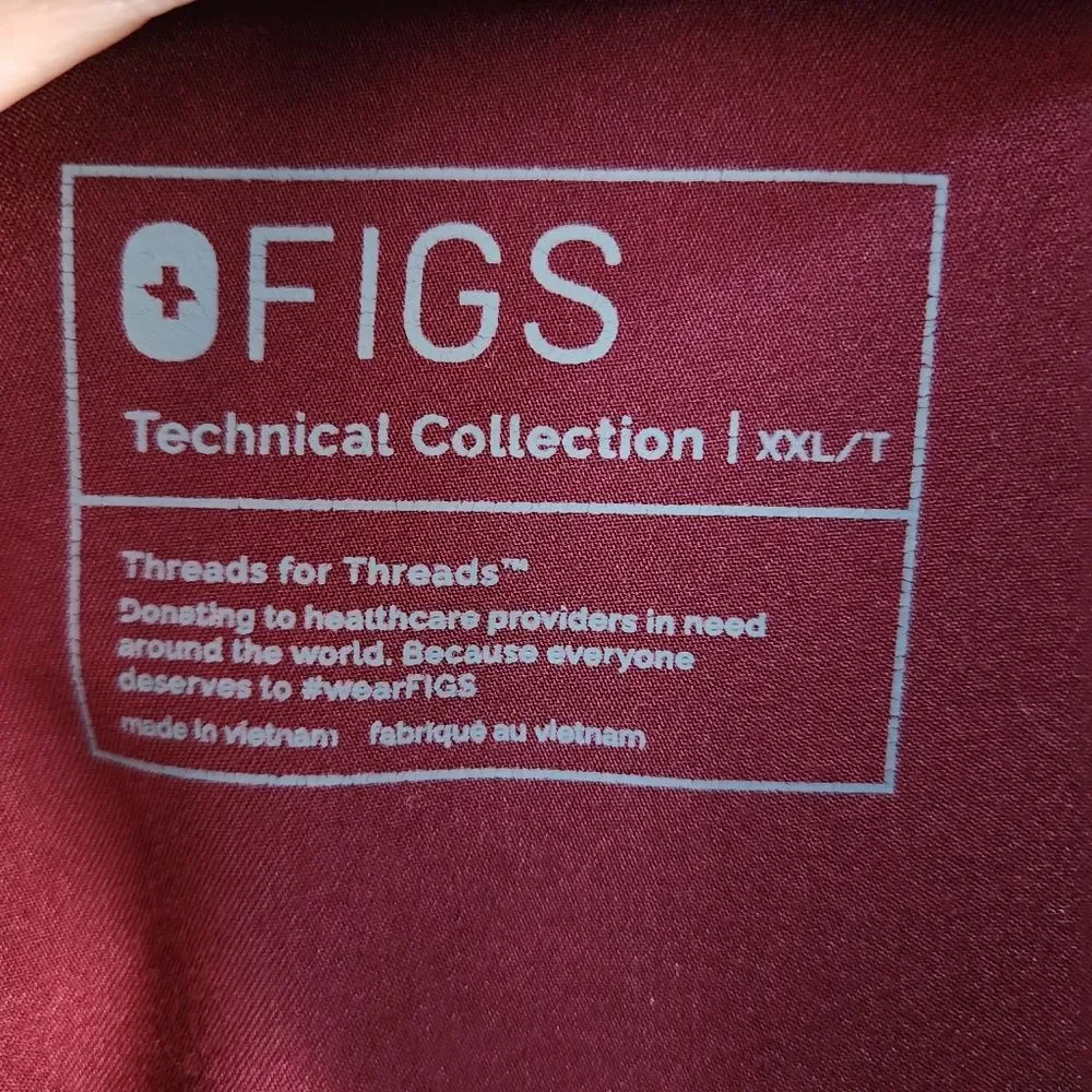 FIGS Technical Collection Burgundy Essential Workwear Hospital Scrub Pants XXLT